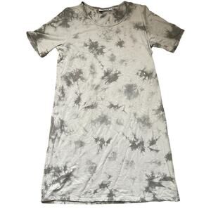 Denim & Co Gray Tie Dye Terry Short Sleeve Scoop Neck Dress Size Medium